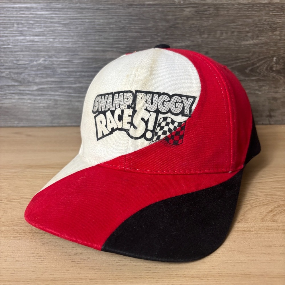Vintage Swap Buggy Races Hat Cap Strap Back Red Black Adjustable Mens